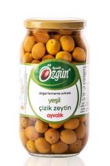 Özgün Ayvalık Yeşil Çizik Zeytin 1 Kg Cam Kavanoz