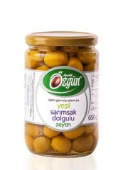 Özgün Ayvalık Sarımsak Dolgulu Yeşil Zeytin 650 Gr Cam Kavanoz