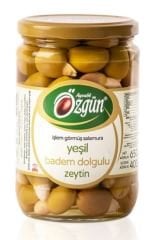 Özgün Ayvalık Badem Dolgulu Yeşil Zeytin 650 Gr Cam Kavanoz