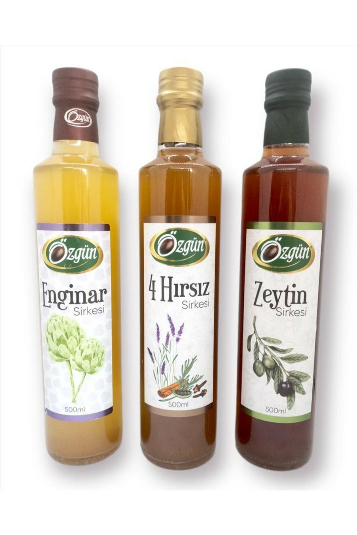 Doğal Fermentasyon 3lü Sirke Paketi (enginar-zeytin-dört hırsız) 500 Ml