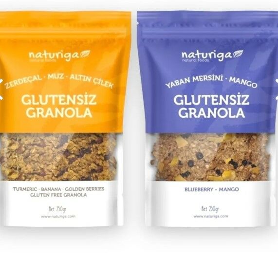 Naturiga Glutensiz Granola (Yabanmersini -Zerdeçal Altın Çilek) (250 gr x 2 Adet)