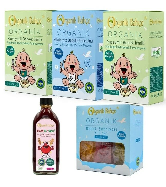Organik Bahçe Bebek Gıda Seti 5 Li (pompower-ruşeymli Irmik- Irmik-glutensiz Pirinç Unu-bebek Şehriyesi)