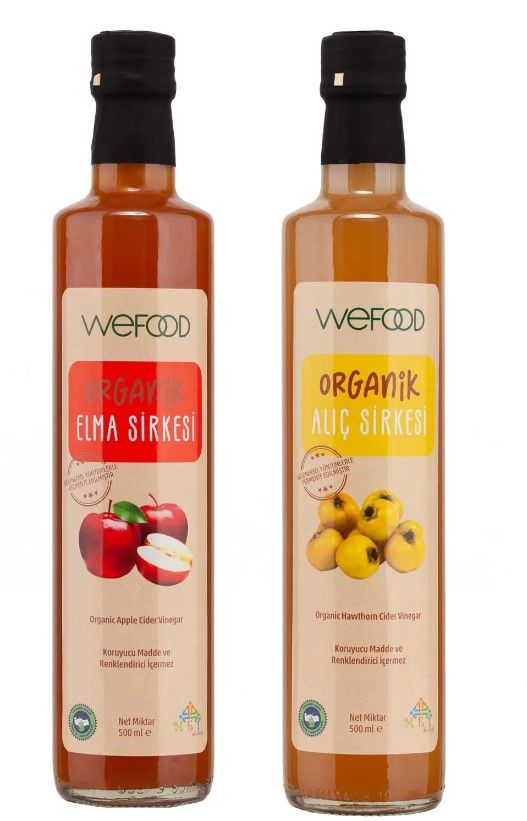 Wefood Organik Alıç Sirkesi 500 Ml + Organik Elma Sirkesi 500 Ml
