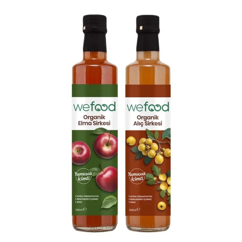 Wefood Organik Alıç Sirkesi 500 Ml + Organik Elma Sirkesi 500 Ml