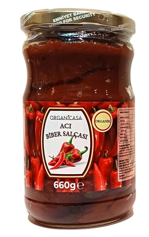 Organi̇k Acı Biber Salçasi 660 Gr Cam Kavanoz